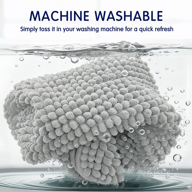 SUBRTEX Bathroom Rugs, 24" x 60" Chenille Bath Rug Soft Short Plush Bath Mat Soft Shower Mat Water Absorbent Shower Mat Quick Dry Machine Washable, Light Gray - Image 5